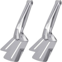Set mit 2 doppelseitigen Fischzangen – Edelstahlschaufel – Ideal zum Wenden und Braten von Fisch – Zange