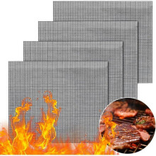 Set of 4 BBQ cooking mats - Heat-resistant and reusable Teflon cooking mats for meat and