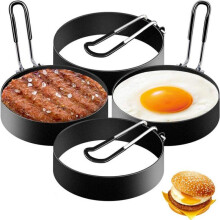 Äggring - Set om 4 - Rostfritt stål - ø7,5 cm - Stekt äggform - Crêpeform - Crêpe maker - Matlagning - Rund - Perfekt för