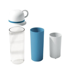 4-in-1 Portable Travel Mouthwash Cup, Teeth Brushing Cup for Couples, Bathroom, Portable, Blue