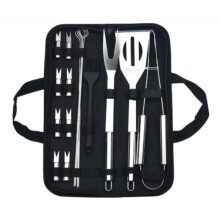 16-Piece Barbecue Cutlery Set - Stainless Steel Accessories - Spatula, Tongs, Skewers, Brush - For Garden
