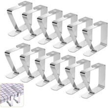 Set med 12 dukklämmor i rostfritt stål - 5 x 4 cm - Dukfäste - Trädgårdstillbehör - Lämplig för inomhus- och utomhusbruk