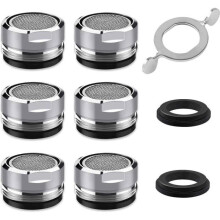 Kraanbeluchter - Kraanfilter - Set van 6 - 24 mm buitendraad - Roestvrij staal - Inclusief 8 ringen en 1 sleutel