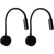 2 Stück schwarze 3-W-Wandleselampe, flexible, verstellbare Wand- und Schreibtischlampe aus Aluminium, Nachttischlampe mit