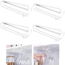 4 stk. glasholdere 26x11 cm, hængende glasstativ, til køkken/bar, hvid GLASOPPBEVARING