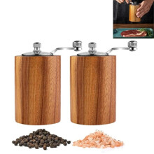 Salt and pepper mill - Set of 2 - Natural wood - Adjustable mechanism - Vintage design