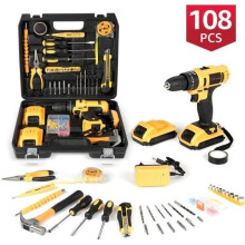 21V Cordless Impact Drill Driver - 2 x 1500mAh Batteries - 108 Accessories - 25+3 Modes - 2 Speeds