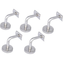 Set di 5 staffe per corrimano in acciaio argentato da 60 mm, fissaggio per scale piatte, accessorio di sicurezza.