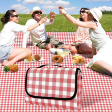 Picknickfilt - 200x200cm vattentät picknickfilt - Rödrutigt mönster - Picknickfilt