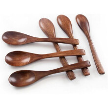 Wooden Spoon Set - 6 Pieces in Natural Wood - Multifunctional for Kitchen and Bath - Suitable for Honey, etc.