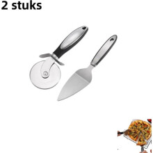 2-piece stainless steel set including a pizza cutter and spatula - Kitchen utensils - Ideal for...