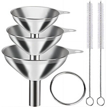 3-in-1 metal kitchen funnels for filling bottles. Stainless steel kitchen funnel set for