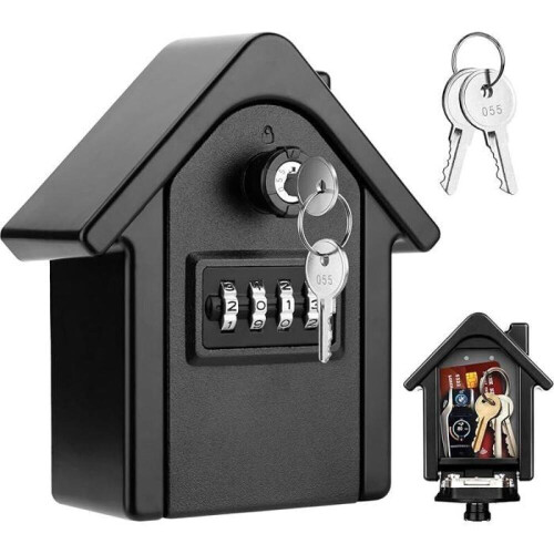 Key box - Wall-mounted - 4-digit code - 2 emergency keys - Black