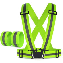 High-visibility reflective vest for day and night use, ideal for running, cycling and more, unisex (1 vest, 2 armbands)