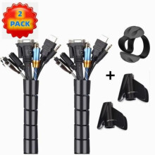 Kabeldæksel 2-pak, 2x3m PE-kabel, kabelmuffe (2,2 cm Ø og 1,6 cm Ø), sort