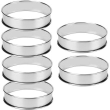 Set van 6 roestvrijstalen dessertvormpjes, 10 cm in diameter, glanzende afwerking.