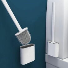 Hangende siliconen toiletborstelhouder met waterfilter, sneldrogend, geschikt voor wand- of vloermontage.