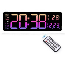 40 cm digitale Wanduhr mit Fernbedienung, 10-stufiger Helligkeitsanzeige, Countdown-Timer und Anzeige der