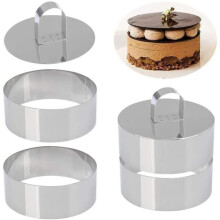 4 darabos kerek tortaforma készlet, rozsdamentes acél kerettel és fedővel, tortaformához, mousse-hoz, tiramisuhoz, kenyérhez, pu