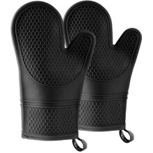 Zwarte keukenhandschoenen - ovenwanten - hittebestendige ovenwanten - zwarte siliconen handschoenen - keukenhandschoenen
