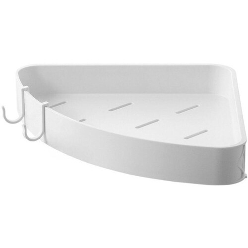White shower caddy without drilling - Wall-mounted bathroom bracket without marks - Multifunctional storage rack - Support