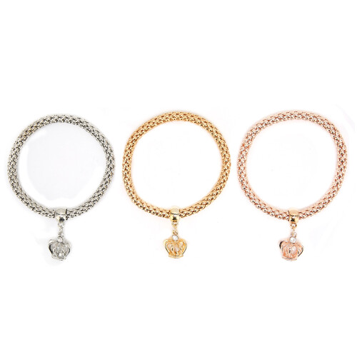 3 pièces Bracelets Popcorn - 6,5 cm - or/argent/rose 1