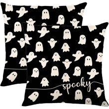 Housses de coussin d'Halloween 50 x 50 cm (lot de 2), motif fantôme