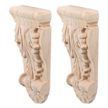 2 Pcs Khaki Wooden Corbels for Shelves & Corners