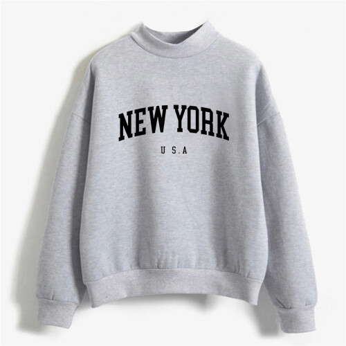 Dame O-hals Langærmet Pullover Sweatshirt Grå XXL