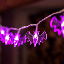 Cordão de luzes LED roxo com efeito fantasma, 3m, 20 lâmpadas, alimentado por bateria.