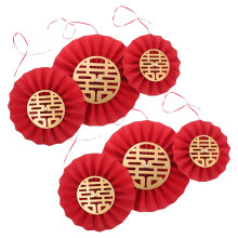 Décoration florale en éventail de papier rouge à suspendre pour mariage (6 pièces)