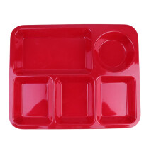 Assiette compartimentée en plastique rouge 31,5 x 25,3 cm