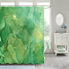 Groene abstracte marmeren douchegordijn 72x72 inch met haken