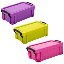 Boîte de rangement en PP avec couvercle et poignée - Lot de 3