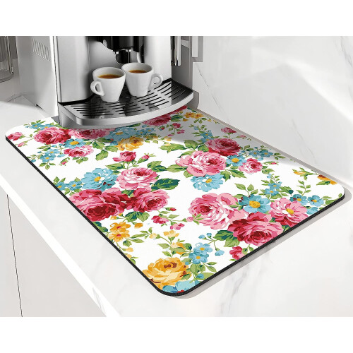 Tapete de secagem de cozinha absorvente com base de borracha, 61 x 46 cm (24 x 18 polegadas)