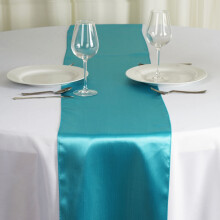 Chemin de table en satin turquoise 12 x 108 pouces (paquet de 10)