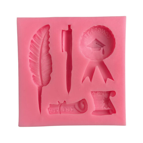 Silikon-Kuchenform-Set in Form von Absolventenhüten, 4er-Pack