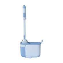 Kit de cepillo de baño con soporte, ABS, azul, 1 unidad.
