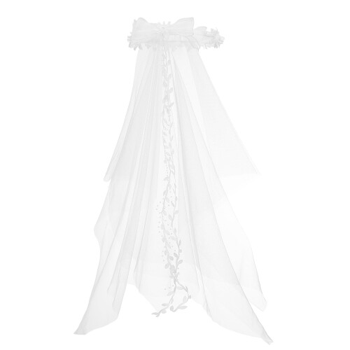 Fascia per capelli da sposa floreale con velo bianco