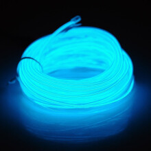 Kit com 5 fios EL azul-gelo de 5m, alimentados por bateria, flexíveis.