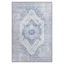 Vintage medallion area rug blue gray 4x6 ft
