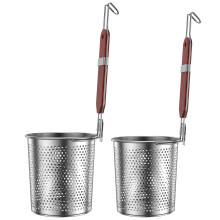Panier à pâtes en acier inoxydable avec poignée en bois (2 pièces)