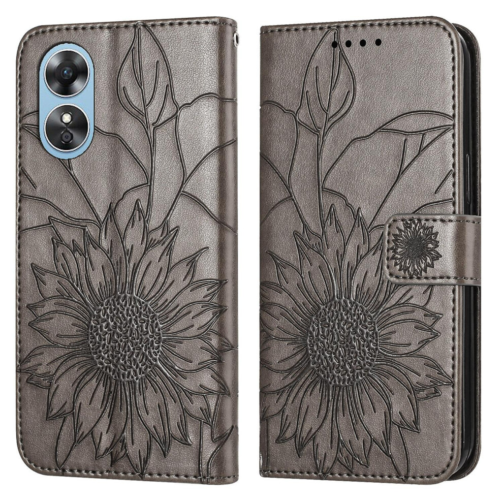 Compatible Oppo A17 4G /A17k Wallet Case,3 Credit Card Slot Id Card Holder,Pu Leather Flip Case: Gray 8375701227233