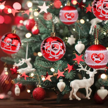 Rode, onbreekbare kerstballen van 60 mm, 9 stuks