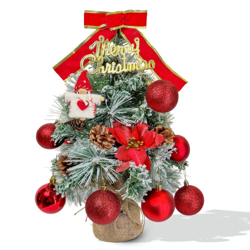 Red Mini Christmas Tree 24 inch with LED Lights and