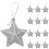 Glitter Star Christmas Tree Ornaments Silver 24pcs 1