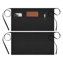 Homerr black polyester half apron with large pockets and