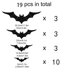 Stickers muraux chauve-souris en PVC, décoration intérieure 3D stéréoscopique, 14 ou 19 pièces