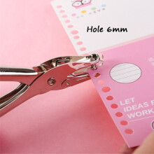 Metal Paper Hole Punch – 6mm Circle, Pink Handles