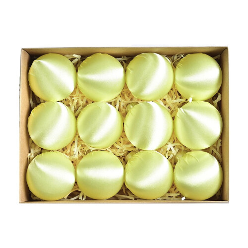 Christmas Tree Ornaments Velvet Yellow 6cm 12-Pack